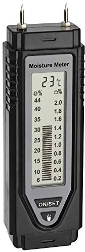 TFA Dostmann Misuratore di umidità dei materiali, 30.5506.01, misurazione dell'umidità del legno e degli edifici, con display della temperatura, cappuccio di protezione, nero