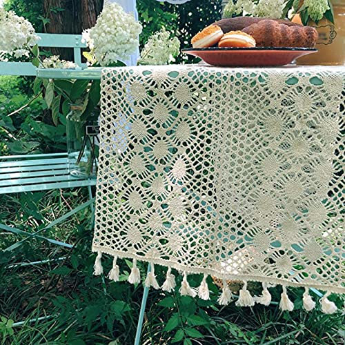 RAILONCH Vintage Makramee Tischläufer, Tischwäsche Spitze Openwork Tischläufer, Tischfahne Boho Tischdecke für Esszimmer Party Urlaub Dekoration (Stil B,34 * 120cm)