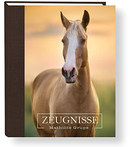 Zeugnismappe personalisiert mit Namen Cavallo A4 ca. 31x24 cm braun Zeugnisbuch Pferd Urkundenmappe Einschulung Schulanfang