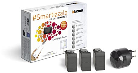 BTicino Kit Luci Connesse Livinglight Smart SL3601KIT, Per Accendere/Spegnere Luci Tramite App o con Alexa, Google e Siri, con 1 Gateway Plug-in Nero S36GWGC e 3 Deviatori Antracite Connessi L4003C