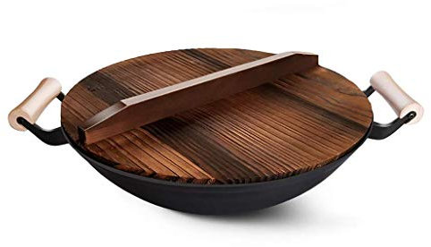 Wok per induzione Grande pentola in ghisa Ghisa non rivestita Salsa in padella Vecchio stile Binaurale Copertura in abete cinese Stufe a gas Essere applicabile Tradizione Wok antiaderente 36 / 38 cm
