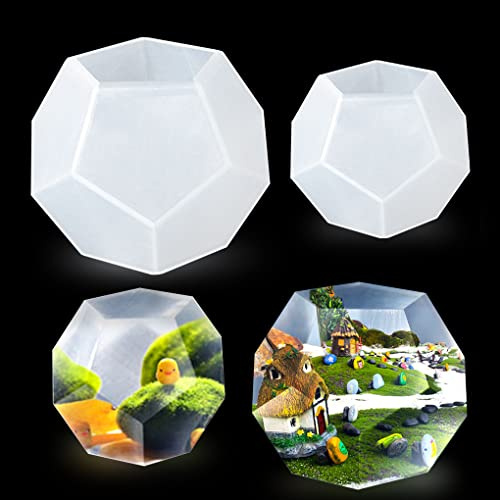 FineInno Sphere Silicone Resin Multi Faceted Molds Casting Paperweight Ornament Epoxy Diamond Gemstone DIY Candle Wax Soap Round Ball Centerpiece Bath Bomb (2 Pcs Sphere Mold)