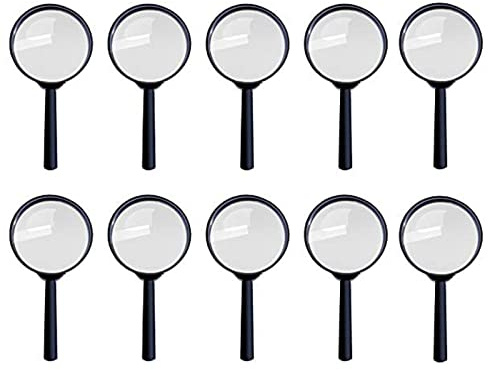 10 Pezzi Mini Lenti di Ingrandimento, Magnifying Glasses Ingrandimento Portatili, Lente d'Ingrandimento Portatili Plastica Kit, acrilica Confezione, per la Ricerca All'Aperto Della Scuola Domestica