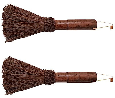 Housoutil Coconut Fiber Pot Brush Wood Handle 24cm Strong Decontamination Multi-Function Kitchen Cleaning Tool Small Size Easy Storage Home Restaurant Cafe Use