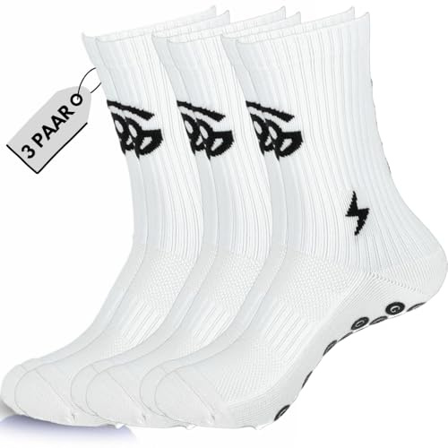 Grip Socken Fußball Herren Größe 36-41 & 42-47 Atmungsaktive Anti-Rutsch Sportsocken für ambitionierte Sportler Fußballsocken mit Polsterung & Zehenverstärkung Grip Socks gegen Blasen Football Socks