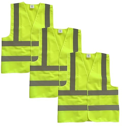 LINXIU Lot de 3 gilets de sécurité de voiture - Jaune - Réfléchissants - Pour automobilistes, conducteurs, travailleurs