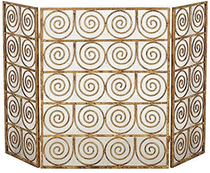 Protection de cheminée, grille de protection de cheminée moderne à 3 panneaux en treillis de fer, 31,5 pouces de haut, grand pare-étincelles plat, cadre en métal pliable pour l'intérieur et