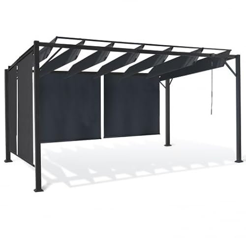 IDMarket - Pergola édition Luxe Lames orientables 3x3 M et 4 Stores Gris Anthracite