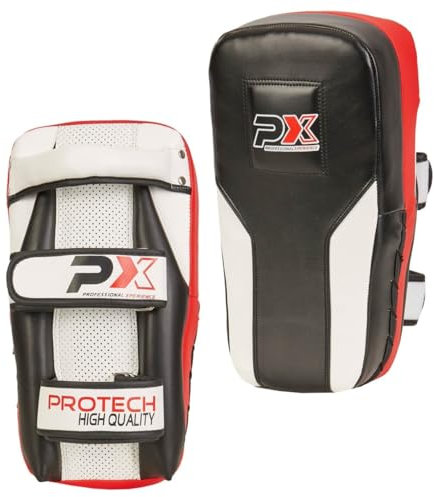 PX Coussin de frappe thaïlandais – Protech HQ – 35 x 18 x 10 cm – Cuir synthétique – Légèrement incurvé – Boxe thaï, MMA, entraînement d'arts martiaux