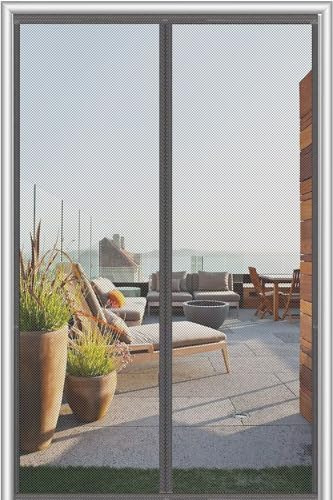Fliegengitter Balkontür 85x205 cm,Magnet Fliegengitter Tür,Fliegenvorhang Terrassentür Magnete Türe Ohne Bohren, Fliegennetz Balkon Insektenschutz Tür,Leistungsstarke Magnete Dichtung,Grau