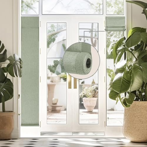 WDFour Cordless Blackout Door Curtains, Triple Layers 100% Light Blocking & UV Protect, Noiseless Adjustable Roller Shade, No Drill Window Blinds for Office, Ward, Home (18Wx70L,Sage Green,1 Piece)