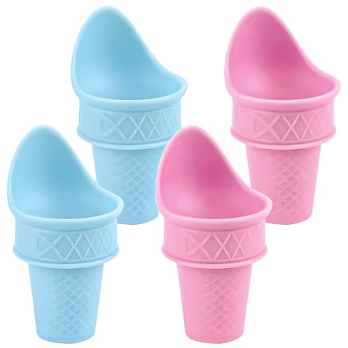Hsthe Sea 4 Piezas de Soporte de plástico para Conos de Helado, Estante para Conos de Helado, Cuchara de plástico para Helado de Calidad alimentaria, Soporte Reutilizable para Conos de Helado