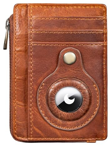 STILORD Sandro 2-in-1 Echtleder Geldbeutel für Airtag Mini Schlüsselmäppchen Herren Portemonnaie Leder Brieftasche Slim Wallet mit Münzfach Portmonee Herren RFID Geldbörse Farbe:Kara - Cognac