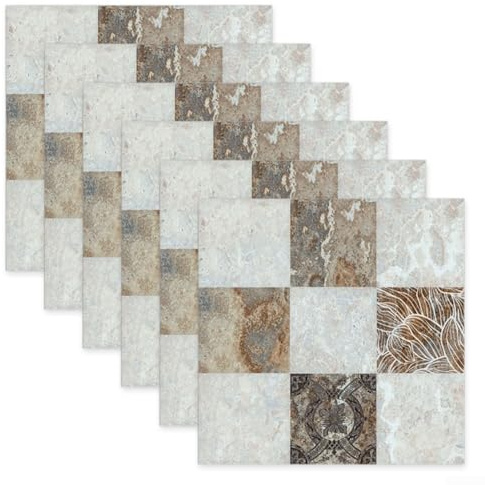 Zilimontt 6pcs Mosaic Tile Stickers Peeling and Sticking Wall Tiles 20x20cm Marble Sticking on Tiles Roll Vinyl Wrap Self-Adhesive Wallpaper for Kitchen Bathroom(A)