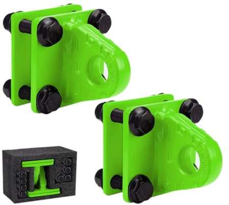Ronyme 2X D Ring Shackle Bracket with Backer Plate Alloy Tow Shackle Towing Accessories for Pickup Trucks Vehicle Truck ATV UTV , Green