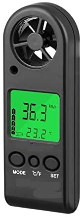 Anemómetro Digital de Mano, medidor portátil de Velocidad del Viento (0,3-30 m/s) y Temperatura del Viento con retroiluminación.