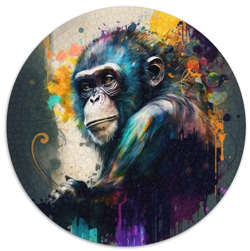 Fantasy Monkey 1000-Teile-Puzzle für Erwachsene, rund, aus Pappe, für Teenager und Familienspaß, 1000 Teile (67,5x67,5cm)