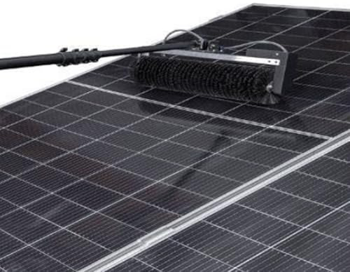 Kit Spazzola per la Pulizia dei Pannelli solari, pulitore Elettrico Portatile con Asta telescopica (5,5 m/18 Piedi), Strumento Professionale per la Manutenzione di impianti solari fotovolta
