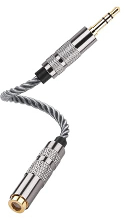 SinLoon Adattatore Audio da 4.4mm Femmina a 3.5mm TRS Maschio, Convertitore Intrecciato Oro/OFC da Bilanciato a Sbilanciato per HiFi DAP Headphone Amp (Grigio Freddo)