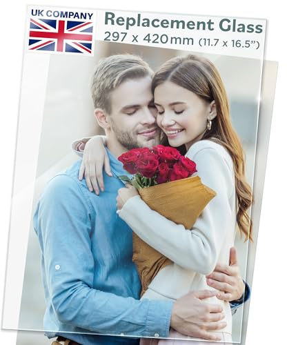 Icona Bay - A3 Heat-Strengthened Glass Replacement for Picture Frame - 42 x 29.7 cm, 2 Pack - Replacement Glass for A3 Photo Frame - Semi-Tempered Cover Sheet