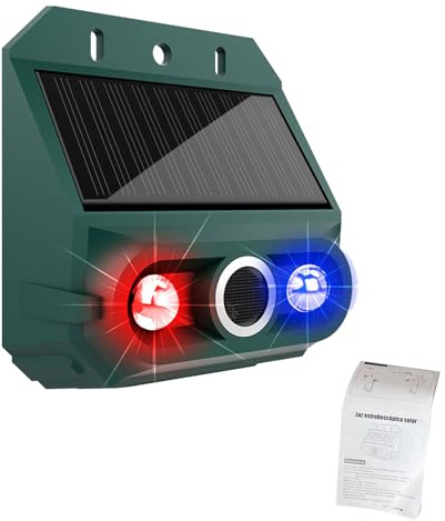 Tnfeeon Alarme à Capteur de Mouvement Solaire pour Dissuader Les Oiseaux pour l'extérieur, Alarme à Capteur de Mouvement Solaire pour l'extérieur, à de pour Animaux avec Lumière Stroboscopique, (1