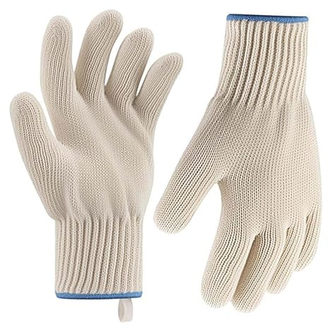 Merzio Oven Gloves Heat Resistant with Fingers - Non-Slip Double Layer Cotton Oven Mitts for Cooking, Baking, BBQ & Grilling - High Temperature Protection Hot Surface Handler (1 Pair)