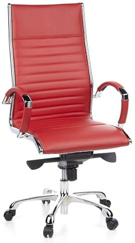 hjh OFFICE 660530 Proffs chefsfåtölj PARMA 20 - Trendig chefsfåtölj i äkta läder med tvärkviltad, mjuk stoppning, Markant armstöd i krom, Stabilt fotkryss i aluminium, Högt ryggstöd