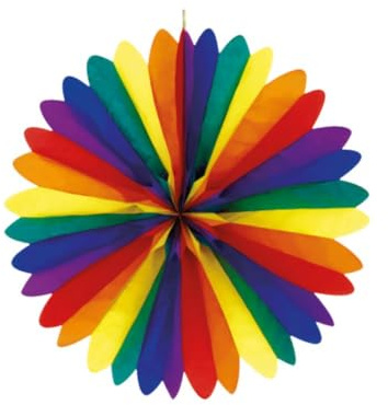 Amscan 4110 - Dekofächer Regenbogen, 1 Stück, Größe 50 cm, Papier, Hängedeko, Dekoration, Hängedekoration, Mottoparty, Fasching