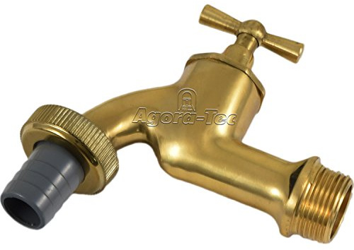 Agora-Tec Messing Wasserhahn 3/4 Zoll AG mit 3/4 Zoll Schlauchtülle (Auslaufventil für Garten Schlauch)