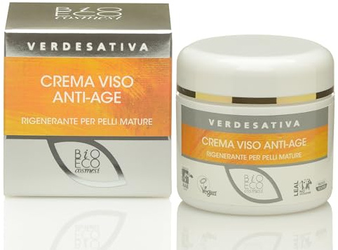 Crema Viso Anti-Age Rigenerante - 50ml - Con Estratti Naturali di, Vite Rossa e Aloe - Idratante Nutriente per Pelli Mature e Sensibili - Made in Italy