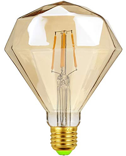 TIANFAN LED-Glühbirne, Vintage-Diamant, 4 Watt, 220/240 V, E27, 2500 K, Warmweiß, LED-Glühfaden