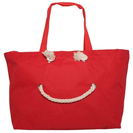 Unbekannt Strandtasche Badetasche Happy Smile XXL (Nr. 80 - Nr. 85) (Rot)