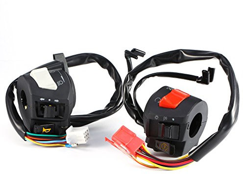 Interruptor de manillar de motocicleta Fydun 2 piezas Universal 7/8 '' Interruptor de control de luz de señal de de bocina de manillar de motocicleta negro