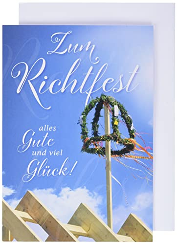 Perleberg - Karte zum Richtfest mit Dach Motiv - hochwertige Richtfest Karte 11,6 x 16,6 cm - edle Glückwunschkarte zum Einzug - Geschenk zum Einzug ins Haus - Karten zum Richtfest