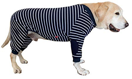 Große Hundekleidung, schützt die Gelenke, Anti-Haare, vierbeinig, klassisch, gestreifter Reißverschluss, Haustier-Pyjama, Jumpsuit für mittelgroße Hunde, Labrador, Samojede, Schwarz