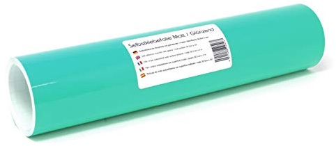 Finest Folia 3m x 31cm Plotterfolie 105 Farben Matt/Glänzend Selbstklebend Bastelfolie zum Plotten Möbelfolie (054 Türkis, Glanz)