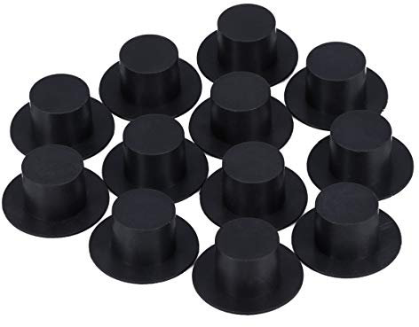 50 Stück Mini Zylinder Kunststoff Hüte Dekorative Weihnachtspuppe Spielzeug Hut Weihnachtskuchen Handwerk Dekoration Kleinen Clown Hut für Multi DIY Projekte Schwarz