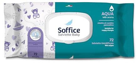 Soffice Toallitas Baby Aqua con tapón 12 paquetes x 72 toallitas – 370 g
