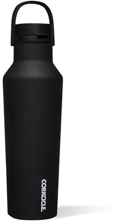Corkcicle Sport Canteen - Keeps Drinks Cold 25 Hours - Stainless Steel Water Bottle - Triple-Insulated - Spill-Proof - Summer Drinkware Gift - Keeps Drinks Ice Cold - 20 oz - Matte Black