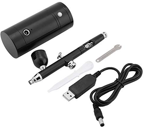 YUMILI Airbrush Kompressor Set, 0,3 mm schwarzes Mini-Luftkompressor-Spritzpistolen-Airbrush-Set 7CC-Kapazitätsset für Professionelle Kunst Modell Malerei