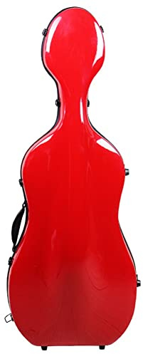 HDYNUZ Cello-Koffer mit Rädern, 1/2 1/4 Kohlefaser-Cello-Hartschalen-Cello-Versand-Air-Case mit Abnehmbarer Schulter (Color : Red)