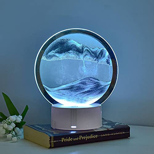 FZQBEY Cadre LED Sable Mouvant, Peinture 3D Qui Coule, Art Image Dynamique de Paysage, Lampe en Mouvement Rotation à 360°, 7 Couleurs Lumineuses, Réglable