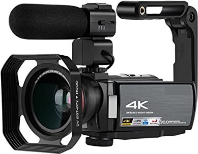 Videocamera Videocamere Videocamera 4K Professionale per Blogger, AE8 IR Night Vision WiFi Vlogging Camera Fotocamere digitali Full HD con Microfono Videocamera Multifunzione (Color : Bundle A)
