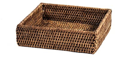 H&H Cestino Quadrato In Rattan Naturale Marrone, 21,5x6 Cm, Fatta A Mano, Perfetto Come Portapane, Porta Condimenti, Ideale Per Casa, Ristoranti e Settore HORECA