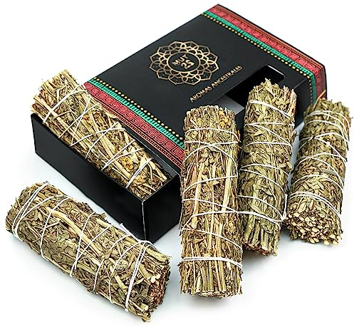 MUT22 5 Atados de Ruda para Quemar, 10 cm | Ruda seca en atados | Perfil herbal intenso | 5 piezas de 10 cm | Para sahumado y rituales tradicionales