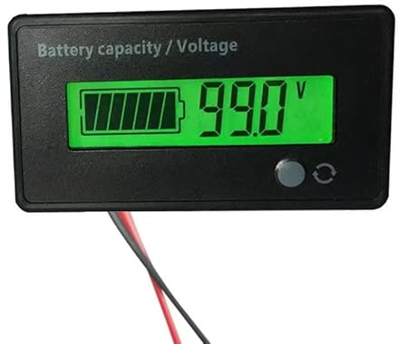Switian Universal Batterietester für 12V-84V Blei-Säure/Li-Ion Batterien – LCD-Voltmeter mit Kapazitätsanzeige, Einfache Montage & Wasserdichtes Display (Grün)