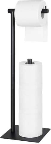LIANTRAL Free Standing Toilet Roll Holder, Black Metal Toilet Paper Holder | Toilet Paper Storage Dispenser for Bathroom, Holds 4 Rolls