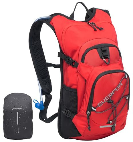 EVERFUN Trinkrucksack 18L Wandern Wasserrucksack mit Wasserblase 2L, Damen Herren Trinkrucksack Isolierter Tagesrucksack Leichter Hydropack mit Regenschutz für Wandern, Radfahren, Laufen, Festivals