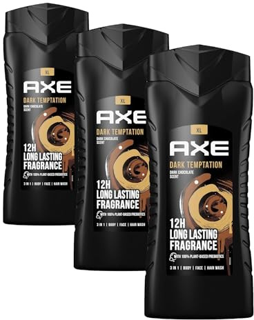 Axe 3-in-1 Duschgel & Shampoo Dark Temptation XL für langanhaltende Frische und Duft dermatologisch getestet, 400 ml (3er Pack)