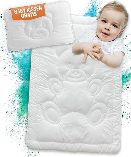 KNERST Kinder Bettdecken-Set 100×135 & Kissen 40×60 Baby Ganzjahresdecke | Baby Bettdecke & Kissen, Ganzjahresdecke, Atmungsaktiv, Allergikergeeignet